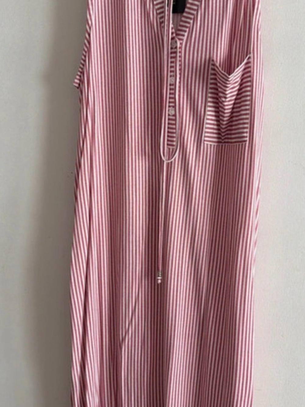 Striped Red and White Sleeveless Tunic Dress